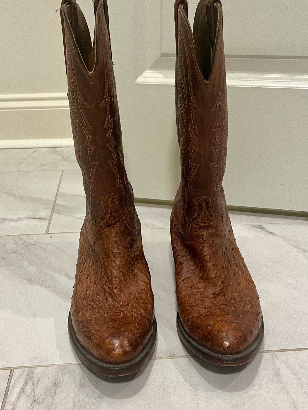 Lucchese Brown Ostrich Men's Western Boots